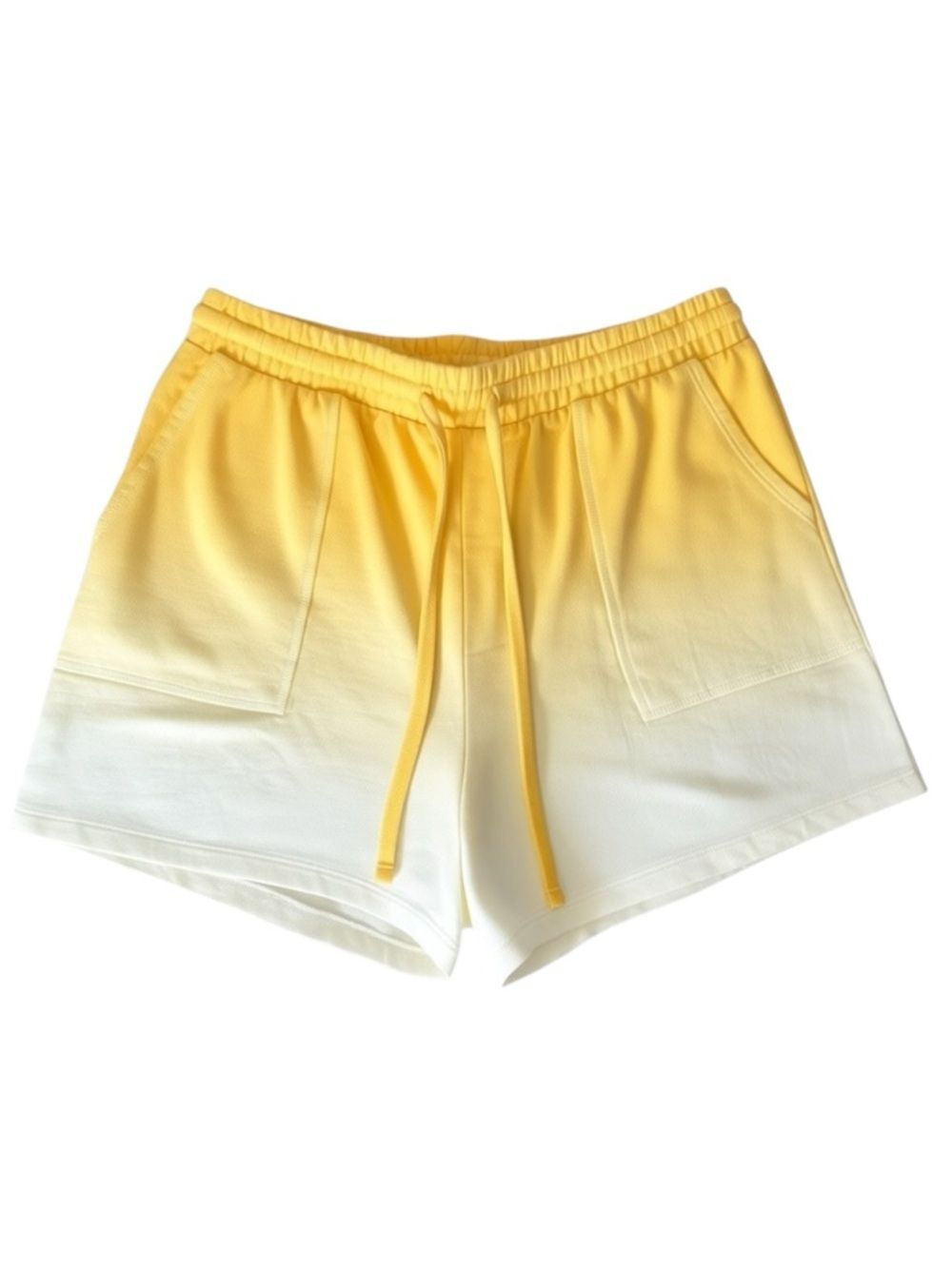 Zenana Yellow Ombre Sweat Shorts with Drawstring Size XL New in Original Poly